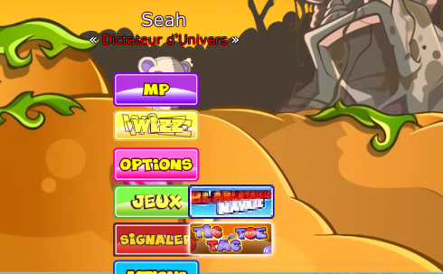 Menu du joueur : section Jeux, puis Tic Tac Toe